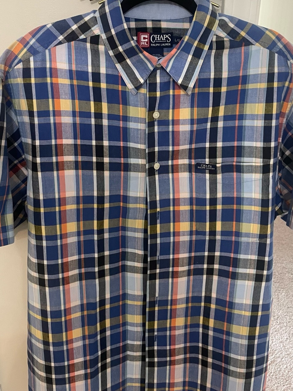 Vintage 90s Chaps Ralph Lauren Plaid Button Down Shirt Men's Large